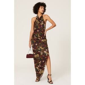Amanda Uprichard Floral Elektra Halter Backless Gown Dress XL